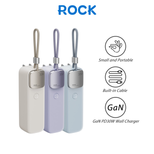 Rock 2-in-1 Portable Powerbank 5000mAh with GaN PD 20W / PD 30W Wall Charger
