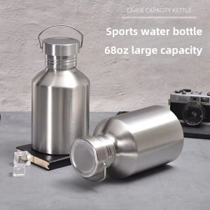 2000ML Large Capacity Stainless Steel Water Bottle Sports Metal BottleSingle Wall Bottle for Cold&Hot Leakproof Travel Mug