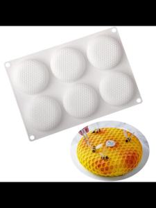 Khuôn Làm Bánh Mousse Tổ Ong Tròn Dẹt 6 Ngăn Bằng Silicon Thân Thiện Với Môi Trường Khuôn Nướng Bánh Ngọt Kiểu Pháp Dùng Làm Bánh Sô Cô La
