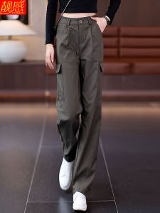 Military Green Work Pants Womens Loose Casual Hiking Trousers Spring Autumn Straight Leg Sports Pants High Waist Wide Leg