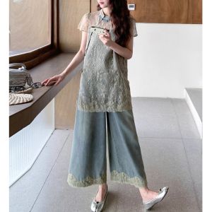 กางเกงยีนส์ทรงหลวมเอวสูงผ้าฝ้ายทรงหลวมสไตล์วินเทจสำหรับผู้หญิงในช่วงฤดูร้อน กางเกงยีนส์ทรงเก่าสไตล์วินเทจ