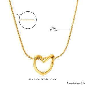 Dây Chuyền Xương Đòn Hình Trái Tim Cổ Điển Mạ Vàng 18K Bằng Thép Không Gỉ Dành Cho Nữ Trang Sức Đa Năng Hàng Ngày Không Phai Màu