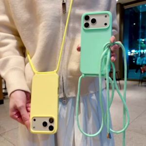 New Crossbody Adjustable Lanyard Phone Case For iPhone 17e 16e 12 11 Pro Xs Max 7 8 Plus X XR SE 2020 2022 Strap Rope Soft Cover