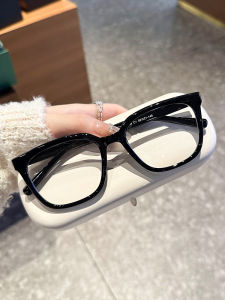 Black Frame Glasses Womens Anti Blue Light Fatigue round Face Slimming Large Face Effect Natural Look Optical Glasses