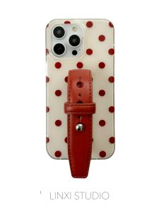 Original Design Orange Polka Dot Nature Style Simple Fashion Bracelet Phone Case for Apple 16Promax Protective Cover with Large Hole Lens 14 Anti-Fall Case
