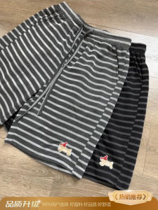 Quần Short Thêu Họa Tiết Sọc Đen Trắng Thường Ngày Mùa Hè Cho Bé Trai Và Bé Gái Quần Thể Thao Mỹ Rộng Rãi Năm Điểm