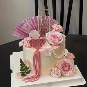 Phụ Kiện Trang Trí Bánh Hình Lược Hoa Hồng Màu Hồng Cổ Điển Trung Hoa Mới Bằng Gỗ Trang Trí Phong Cách Cổ Điển May Mắn Và Thịnh Vượng
