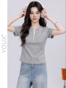YOUXIANG | Áo Thun Ngắn Slim Cho Người Đi Làm