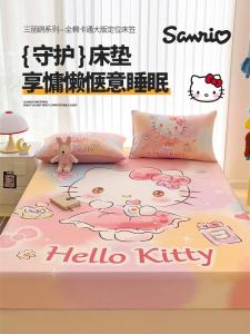 Pikachu Kids Full-Cotton Fitted Sheet Cotton Three-Piece Bedspread Cartoon Cinnamoroll Babycinnamoroll Bed Sheets Non Slip Mattress Cover