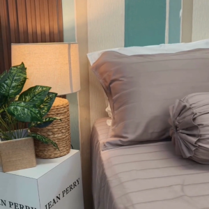 Jean Perry Clino Fitted Bedsheet Set 1200 Thread Count 100% Combed Cotton Sateen Fitted Sheet Set