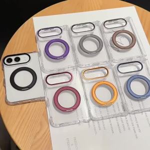 Magnetic 360° Rotating Bracket Transparent Phone Case for iPhone Duo New 18fold Airbag Bumper Front Rear Cover Wireless Charge