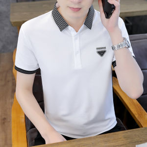Stylish Short Sleeve Polo Shirt Mens Summer Casual High End Black White Top Fashionable Urban Fit Cotton Polyester Blend