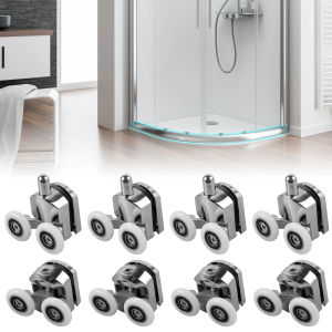 8 ชิ้น 23 มิลลิเมตรอลูมิเนียมอัลลอยด์ด้านบนลูกกลิ้งประตูห้องอาบน้ํารอกห้องน้ําบานเลื่อนประตูล้อเลื่อนประตูล้อลูกกลิ้งห้องน้ํา