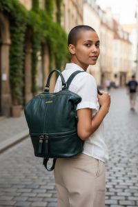 Preloved Genuine Leather P.Breal Paris France Green Backpack Bag