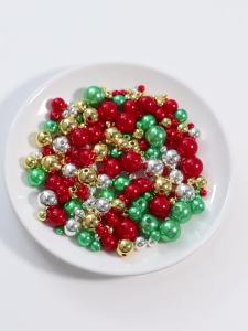 50-1000pcs 4 6 8 10 12mm Christmas ABS Beads for Jewelry Making Green Red Color Loose Spacer Beads DIY Bracelet Neckace Wholesal