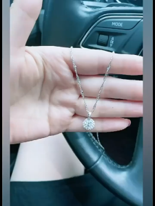 rantai leher sterling silver 925 italy necklace round zircon pendant chain for women-hypoallergenic 项链