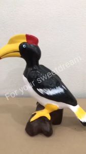 นกเงือก  ตุ๊กตาแต่งสวนกลางแจ้ง จัดสวนหย่อม นกแต่งสวน นกเซรามิค ขนาด 7นิ้ว  9.5 นิ้ว มี 2 ขนาด  นกตกแต่งสวน