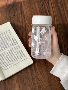 Bandai | Miffy Kawaii Hoạt Hình Thỏ In Hình Nhựa Trong Suốt Cốc Di Động Mùa Hè Cốc Nước Cô Gái Dễ Thương Tặng Cà Phê Cho Mọi Lứa Tuổi