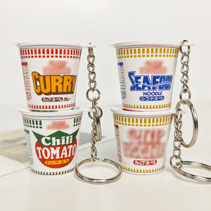 Miniature Bucket-Style Instant Noodles Keychain Creative Gift Bag Pendant Food-Themed Toy Egg Twist Buckle Design PVC Material