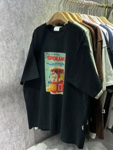 ผ้าฝ้ายRetroการ์ตูนAnti-Agingแขนสั้นเสื้อยืดผู้หญิงหลวมFitครึ่งฤดูใบไม้ผลิ 2024 สไตล์ใหม่เสื้อผ้าทํางาน