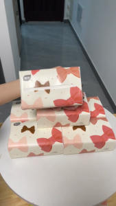 【20 Packs】Botare Bow Embossed Facial Tissue Paper 4-Ply 70 Sheets 140x175mm Soft & Thick Cute Bow Design Skin-Friendly Paper Towels For Home & Travel