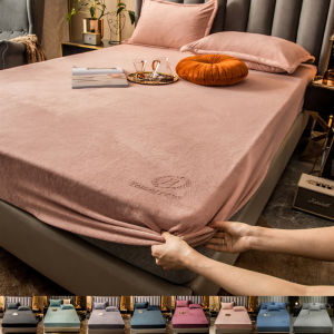 Winter Warm Solid Flannel Velvet Elastic Band Fitted Sheet Mattress Protector Cover Soft King Size Double Mint Gray Bed Sheet