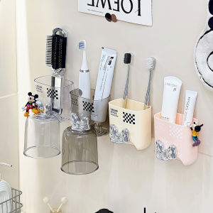 Wall-mounted Drill-free Aesthetic Electric Toothbrush and Tumbler Organizer