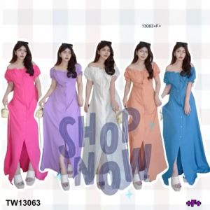 CC 13063 เดรสยาว เดรสเที่ยวทะเล ชุดไปทะเล ชุดใส่เที่ยว (ฟรีไซส์ M อก 32-36 เอว 27-28 สพ 36-42)