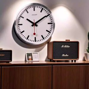 💥Dream Best🔥 12-Inch Modern Simple Luxury Metal Office Wall Clock Creative Mute Round Quartz Clock for Home Living Room Consumer Electronics