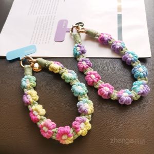 สายรัดข้อมือโทรศัพท์แบบสั้น สายรัดดอกทานตะวันสำหรับฤดูหนาว สายรัดโทรศัพท์มือถือพร้อมหัวเข็มขัดแบบด้ามจับ สายรัดกระเป๋า เครื่องประดับ สายรัดกุญแจ สำหรับผู้หญิง