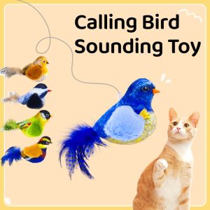 Cat Simulation Bird Interactive Toys Simulation Bird with Bird Call Cat Stick Toy with Rope Cat Supplies