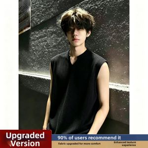 Fitness Herringbone Embroidery Studs American Casual Sleeveless T-shirt