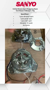 full set dinamo spin | pengering mesin cuci sanyo 2 tabung 7 - 9 kg