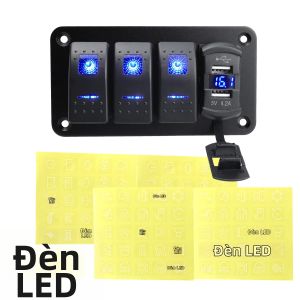 Bảng Điều Khiển Cần Gạt Điều Khiển Hàng Hải 12V 24V DC Với Bộ Sạc USB Kép 4.8A Màu Xanh Dương Tùy Chọn 3/4/5/6/8 Bộ Chất Liệu ABS Lắp Bảng Điều Khiển