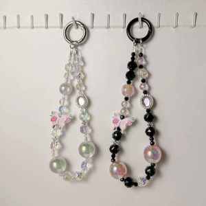 Luxury Crystal Beaded Mobile Phone Chain Alloy Car Keychain Handbag Decorations Elegant Starry Sky Design Creative Gift