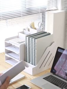 Kệ đựng tài liệu kệ đựng hồ sơ kệ văn phòng để bàn chất liệu gỗ nhựa cao cấp chống nước chống mốc tuyệt đối màu trắng