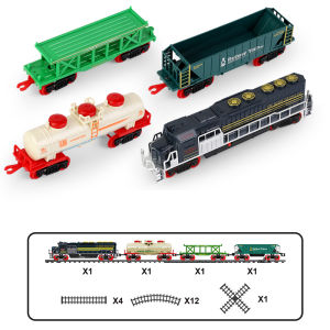 Kids Retro Electric Steam Train Rail Toys Classical Railway Freight Train High-Speed Tracks Train Model Boys Toys Christmas Gift
