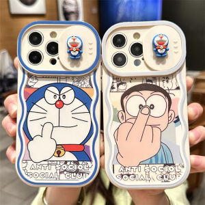 Removable Sliding Window for Apple 15promax Phone Case Iphone13 New Arrival 14pro Doraemon Funny 12 Fun 11 Stereo Cartoon 15plus Fancy Couple Boys and Girls