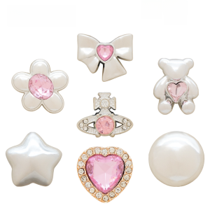 MKOP Hole Shoe Accessory Shoe Buckle Plated Heart Bear Shoe Flower Decorative Buckle Suitable for Cross/Crocs Summer New