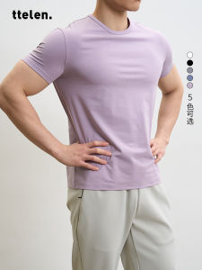 TTelen Ice Sensation Fabric round Neck Short Sleeve T-Shirt Mens Basic Sporty Top Summer Commute Simple Shoulder Fit T-Shirt