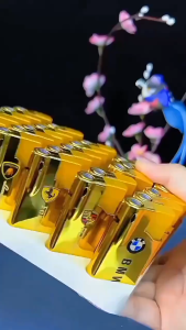 Cartoon Metal Lighter – Gold Shell Windproof Jet Flame