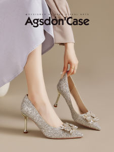 French Crystal High Heels Womens New 2025 Spring Wedding Shoes Princess Style Roman Style PU Leather Roman Style Wedding Shoes