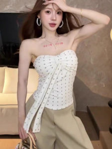 chaqi | Unique Butterfly Knot Polka Dot Strap Vest Women Summer Thai Spicy Girl One Shoulder Tube Top Small Top Exquisite Beauty