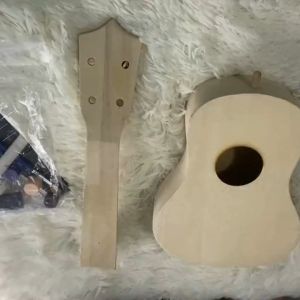 Đàn Ukulele gỗ mộc 21inch tự lắp ráp tự vẽ màu trang trí theo ý thích LIM DIY