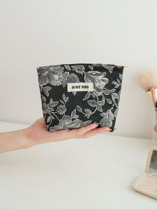 Portable Retro Cosmetic Bag Small Storage Pouch for Lipstick And Toiletries Plant Floral Pattern Handbag Style Cosmetic Bag