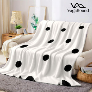 Irregular Black Polka Dots Flannel Blanket Warm Soft Halloween Christmas Couch Decorative Cozy All-Season Gift
