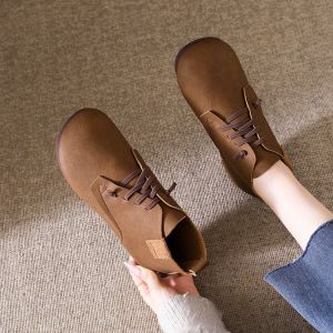 Comfortable Anti-Slip Soft Bottom Short Boots Fall New Style Casual Fashion Womens Flat Bottom Boots round Toe Mom Shoes