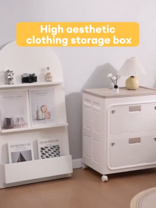 SALVO Large Capacity Foldable Clothes Storage Box Sorting Box With Flip Cover Wheel Home Use Clothes Storage Cabinet