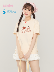 Gbiaior | Cute Apple Print Flower Gray Slimming T-Shirt