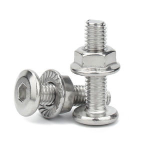 M3 M4 M5 304 Stainless Steel Large Flat Hex Hexagon Socket Head Allen Screw Nut Flange Nut Lock Hexagon Hex Head Sets